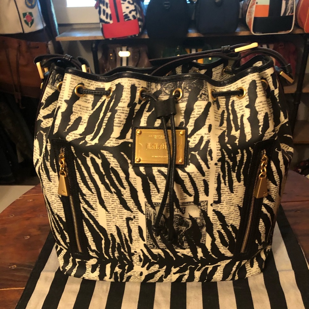 L.A.M.B zebra bucket bag